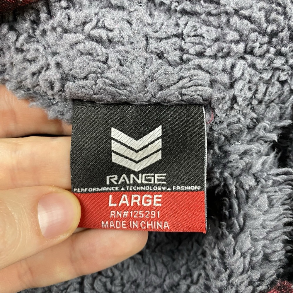 Range Fleece Full Zip Hoodie Sweatshirt Mens Large Red Black Pattern - Picture 11 of 16